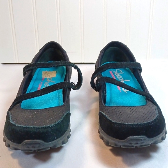 Skechers Women's Slip-On Mary Jane Sneakers - Black & Teal 7.5 M - Picture 3 of 9